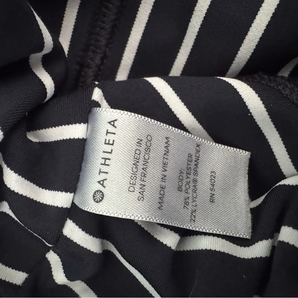 Athleta Contender Navy and White Striped Leggings